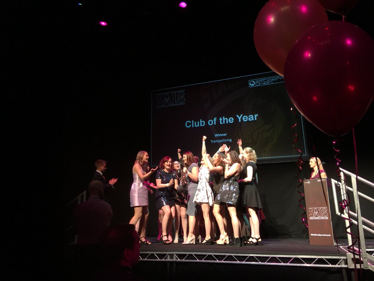NAllen1976's tweet photo. Congratulations to all the nominees and winners this evening and particularly to @UONTrampolining for winning @northamptonSU Sports Awards Club of the Year 2018 #StallionsSportsAwards https://t.co/KzEWYAN22w