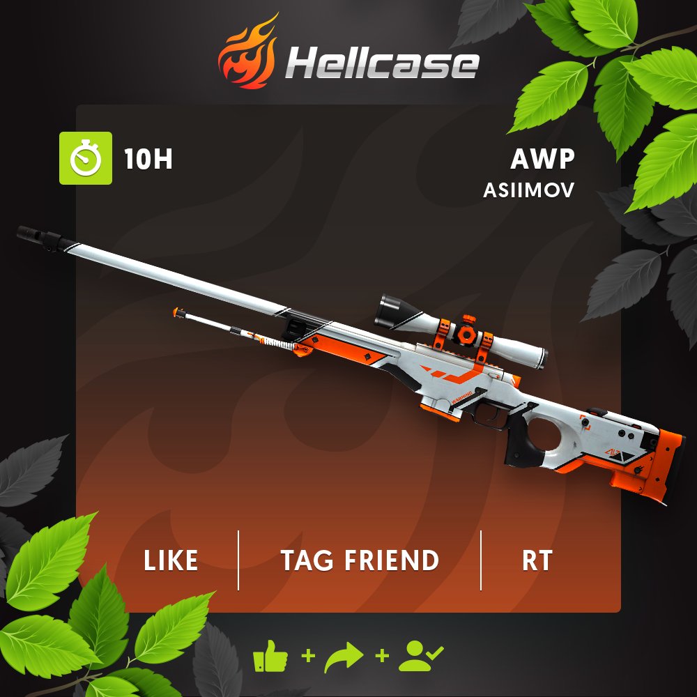 hellcase's tweet photo. 🔥Get daily money https://t.co/rSkv0LsJxK   
🔥Follow us + RT
🔥Tag your friend
💰The prize is AWP Asiimov!
⏳A winner in 10h!
The skin will be sent within 7 days, because Valve has a new Update. https://t.co/5n1Wly5uSo