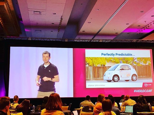 derekmcclain's tweet photo. “I predict we will have fully self-driving cars before we will have self-driving PPC accounts. “ (Collective sigh of relief) 
@optmyzr at #heroconf 
#ppc #marketing #austintexas https://t.co/GxiinPgeZK https://t.co/NGdCPmS56G