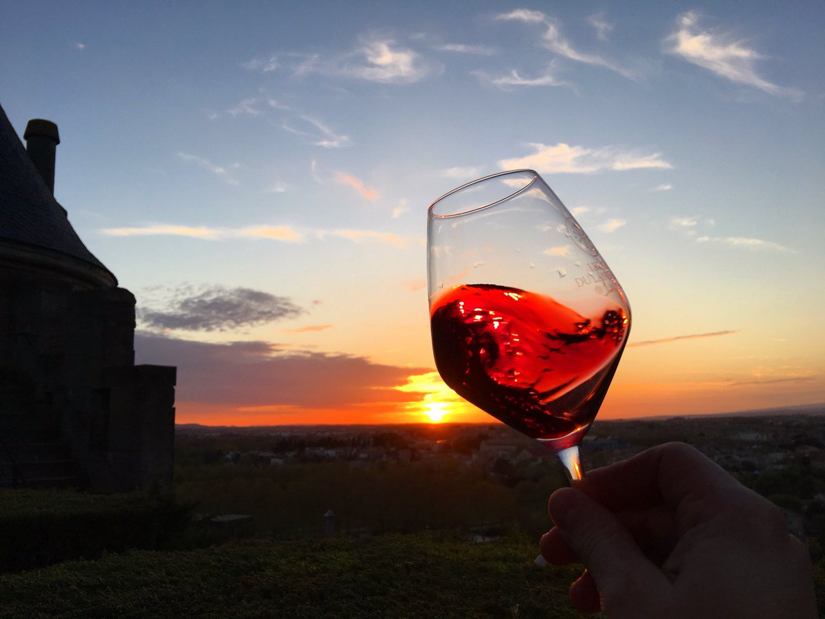 Wine top and sunset