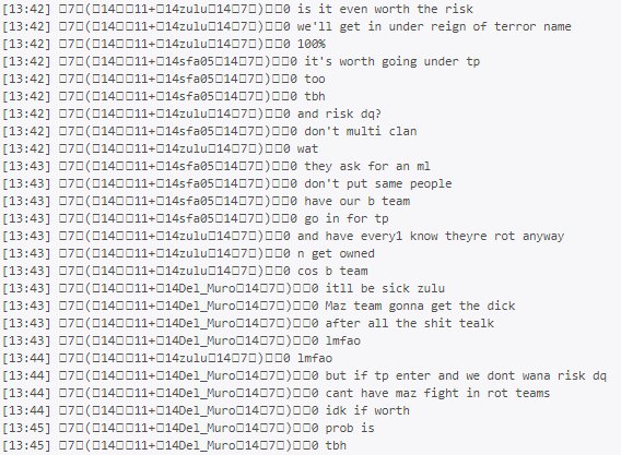Rot_Leaks's tweet image. Excerpts 33 &amp;amp; 34: RoT planning to cheat in the PvP Championship by submitting 2 memberlists, hiding the 2nd behind the name Tropical Parrots. Remember they got a free bye as a result and then DDoSed half the competition

From: #662 - RoT DMM Leadership Channel, Lines 408 &amp;amp; 9037