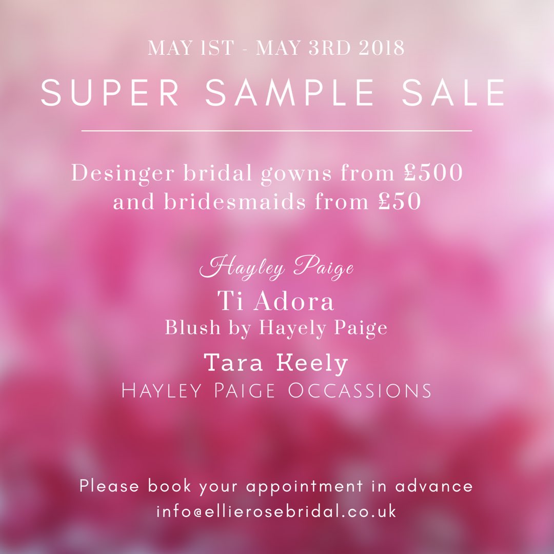 S U P E R  S A M P L E  S A L E 🎉We’ll have dresses from our top designers at heavily discounted prices to make room for our new collections coming in🥂This event is perfect for the bride with a short lead time or tight budget💍With over 60% off bridal and bridesmaids dresses ✨