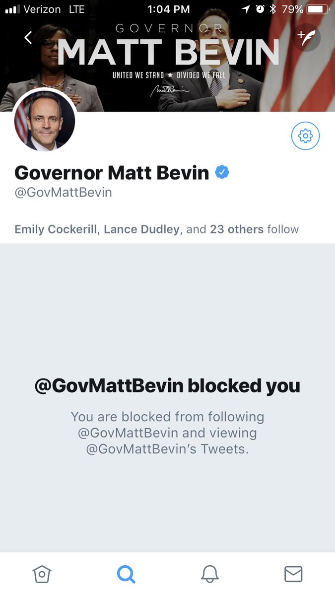 FakeToddBenson's tweet photo. Oh well...guess I’ll have to go elsewhere for my updates from Frankfort and @GovMattBevin #Kentucky #blocked https://t.co/HA3Y2ETP0y