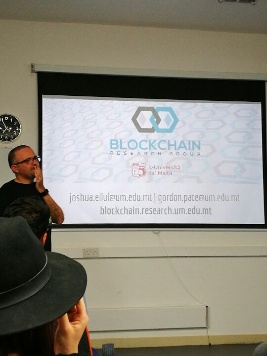 MissionToRun's tweet photo. 'In #blockchain we trust, all others pay cash' Great meeting at University of #Malta #missiontorun #Technology https://t.co/sdNSn938bC
