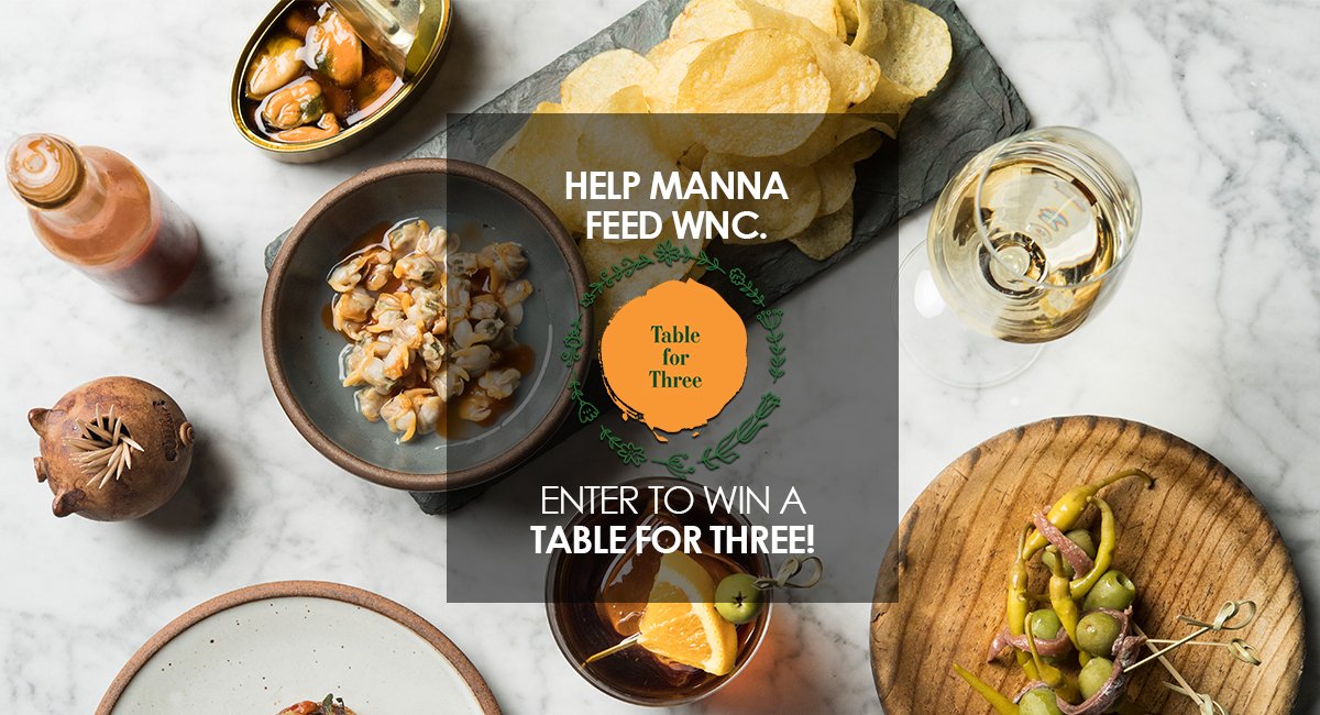 It's a WIN-WIN proposition! Don't miss a chance to get a Table for Three raffle ticket! This raffle supports MANNA's mission to end hunger, and the grand prize is huge: dinner for two at 52(!!) favorite local eateries! raffles.mannafoodbank.org #avleat #avlnews