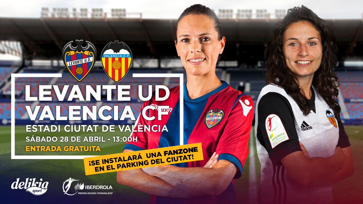 LUDfemenino's tweet photo. ¡Invitamos a toda la ciudad a vivir el derbi valenciano de la #LigaIberdrola en el Estadio Ciutat de València! ¡Apunta en la agenda!
📆 Sábado 28 de abril 
🕙 13:00 horas https://t.co/dxxRYshVh8
