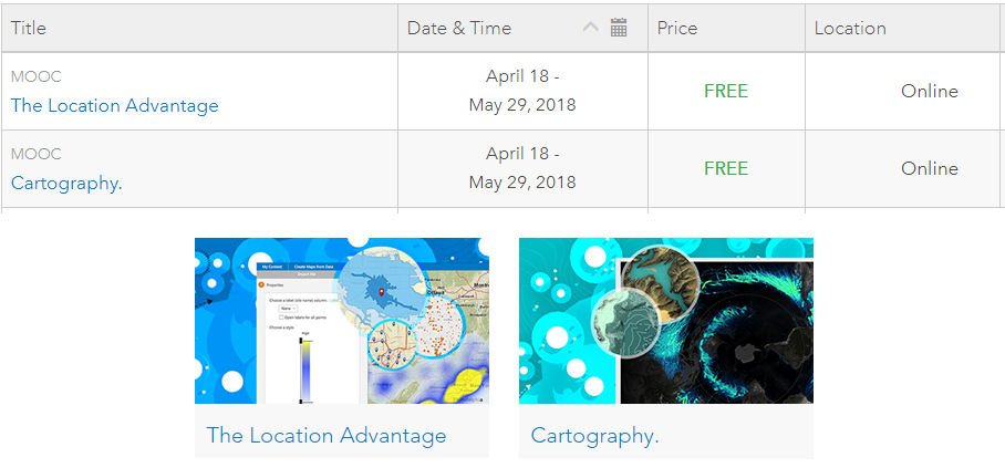 EsriTraining's tweet photo. Tomorrow 2 of our no-cost #MOOCs kick off. Excellent options to build #cartography and #analytics skills. Are you in yet? https://t.co/C4QnWYzx7x #maps https://t.co/tKUZxzQS6N