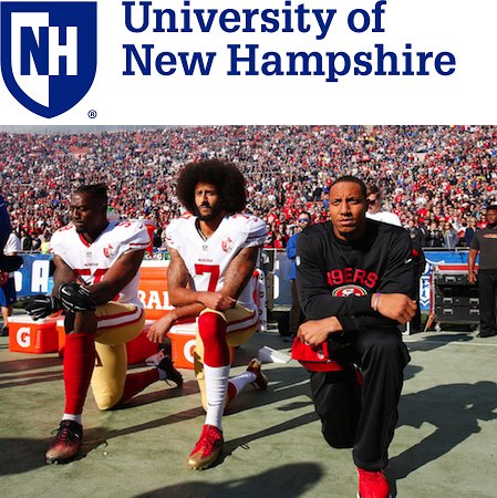 McCannSportsLaw's tweet photo. This Thursday @UNH_SELS has organized an outstanding panel titled "Stick to Sports?" It will center on legal &amp; social implications of NFL players kneeling and will feature legal experts, Super Bowl Champs and politicians. Honored to moderate it. More info: https://t.co/rSmusO5w7d https://t.co/ckDR8Bio5B