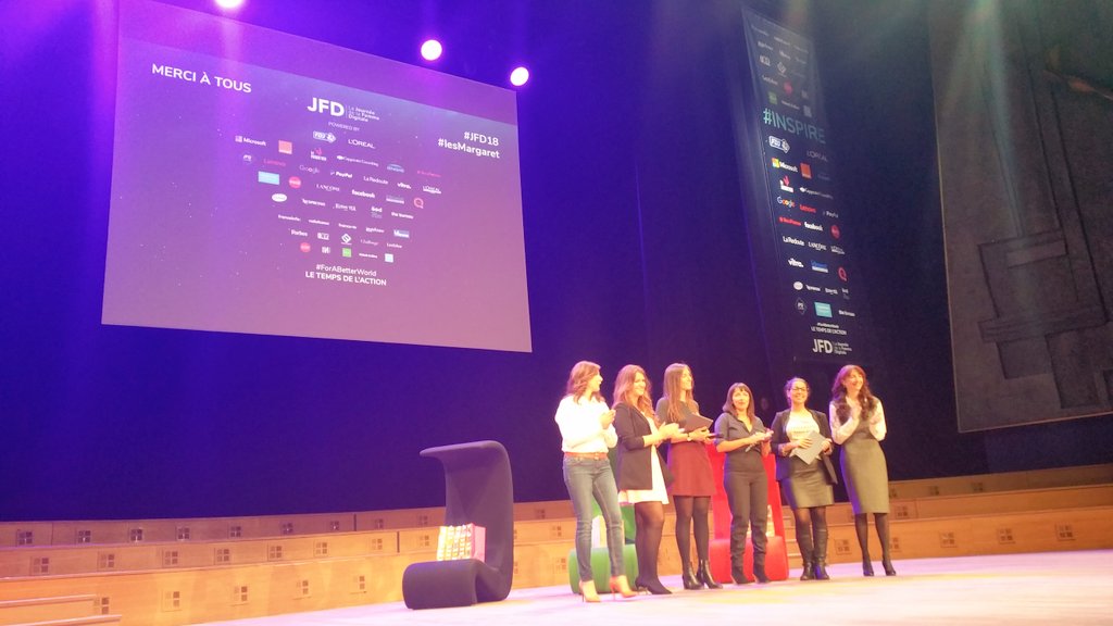 Innovate4ever's tweet photo. Bravo aux Lauréates des Prix #LesMargaret de la #JFD18: @LucieBasch, Directrice de @TooGoodToGo_Fr , @SihamLaux CEO de @ofildesvoisins du Groupe Laposte et @CelineBardet Fondatrice de l'ONG We Are Not Weapons of War. De beaux parcours  et des initiatives à fort impact social #RSE https://t.co/tmBKydVNMN
