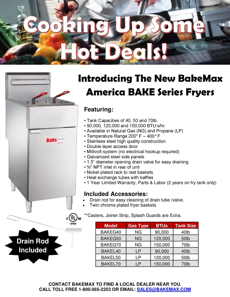 BakeMax_TVI's tweet photo. #BakeMaxAmerica is on #Sale Now! Contact us to Find a Authorized #Dealer Near You! 2 Year Warranty** #CommercialRange #Charbroiler #HotPlate #CombiOven #ConvectionOven #Fryer #Restaurant #RestaurantEquipment #Cooking #FoodService https://t.co/wg7PcOkjYL