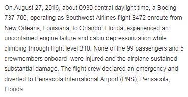 BrianNewCBS's tweet image. In 2016, @NTSB investigated “uncontained engine failure” on a Southwest Airlines Boeing 737-700 with the same engine.  The plane was diverted and landed safely.

Today #WN1380 on left, 2016 Flight #WN3472 on right 
Pictures/tweet  (via @jonostrower)

@CBSDFW