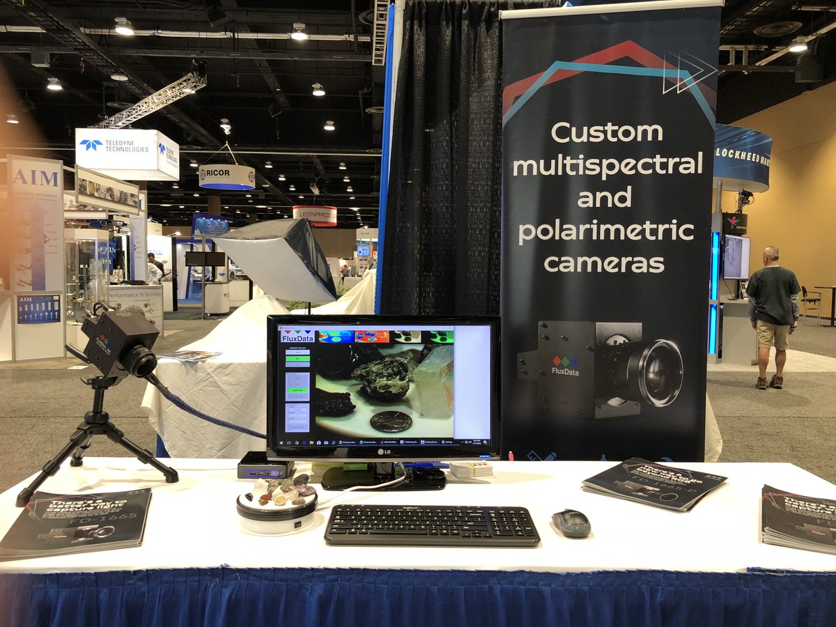 FluxData's tweet photo. FluxData all set up and ready to go at SPIE Defense + Commercial Sensing 2018. We are exhibiting our multispectral &amp; polarimetric line of cameras. Don’t forget to stop by @oceanoptics booth, #805 to see us! 

#SPIEDCS #FluxData #MultispectralImaging #PolarimetricImagaing https://t.co/Go5NXAdGen