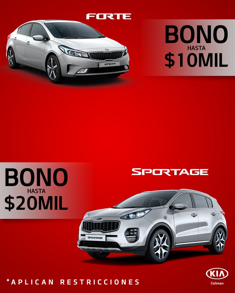 KiaColiman's tweet photo. Estrena un #kia con bonos de hasta $20,000 
📞 Atención a clientes 
#KiaColiman 159-5000
Manzanillo 314-6882234
Ciudad Guzmán 341-4135579
Autlán 332-6281505 https://t.co/go3ezFSlIa