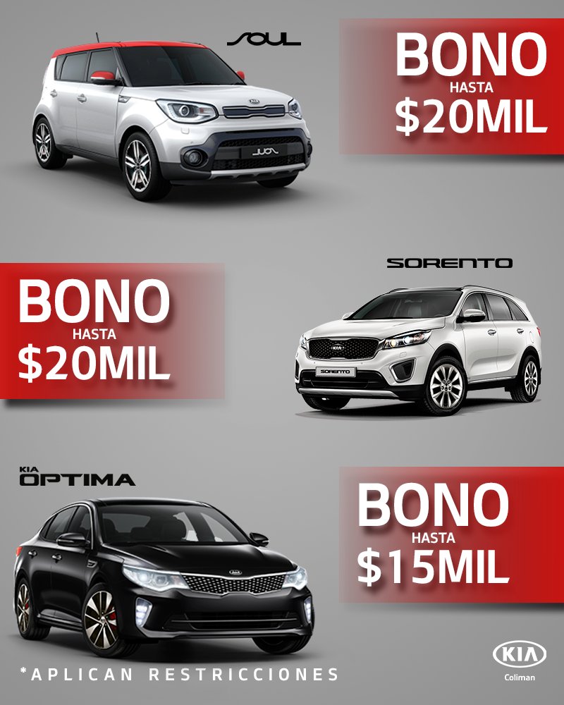 KiaColiman's tweet photo. Estrena un #kia con bonos de hasta $20,000 
📞 Atención a clientes 
#KiaColiman 159-5000
Manzanillo 314-6882234
Ciudad Guzmán 341-4135579
Autlán 332-6281505 https://t.co/go3ezFSlIa