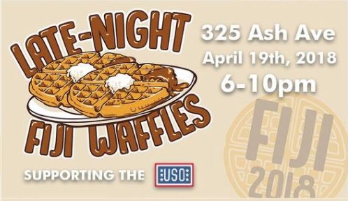 IowaStateFIJI's tweet photo. It's never a bad time for Waffles! Join Phi Gamma Delta on Thursday, April 19th from 6-10PM as we raise money for the USO. Tickets are 5$ now or 6$ at the door. Come show your support for America's Military Service Members and enjoy music, bonfires, and of course, Waffles! https://t.co/2jx2jVf2uW