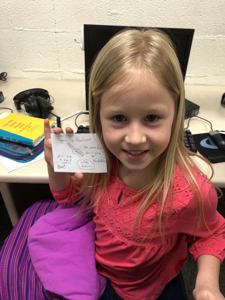 As we walked in to the computer lab for state testing, <a href="/teach_Rader/">Allie R</a> and her students wrote kind letters of encouragement! Thank you! #MasonShines