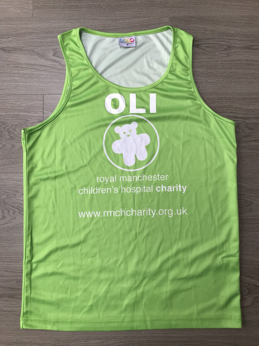 Made up with the @tshirts2print printing on my vest ready for the @fcrevents Blackpool Half Marathon on Sunday, challenge 10 raising money for @RMCHcharity & #IMOAC. 💚🏃♂️
