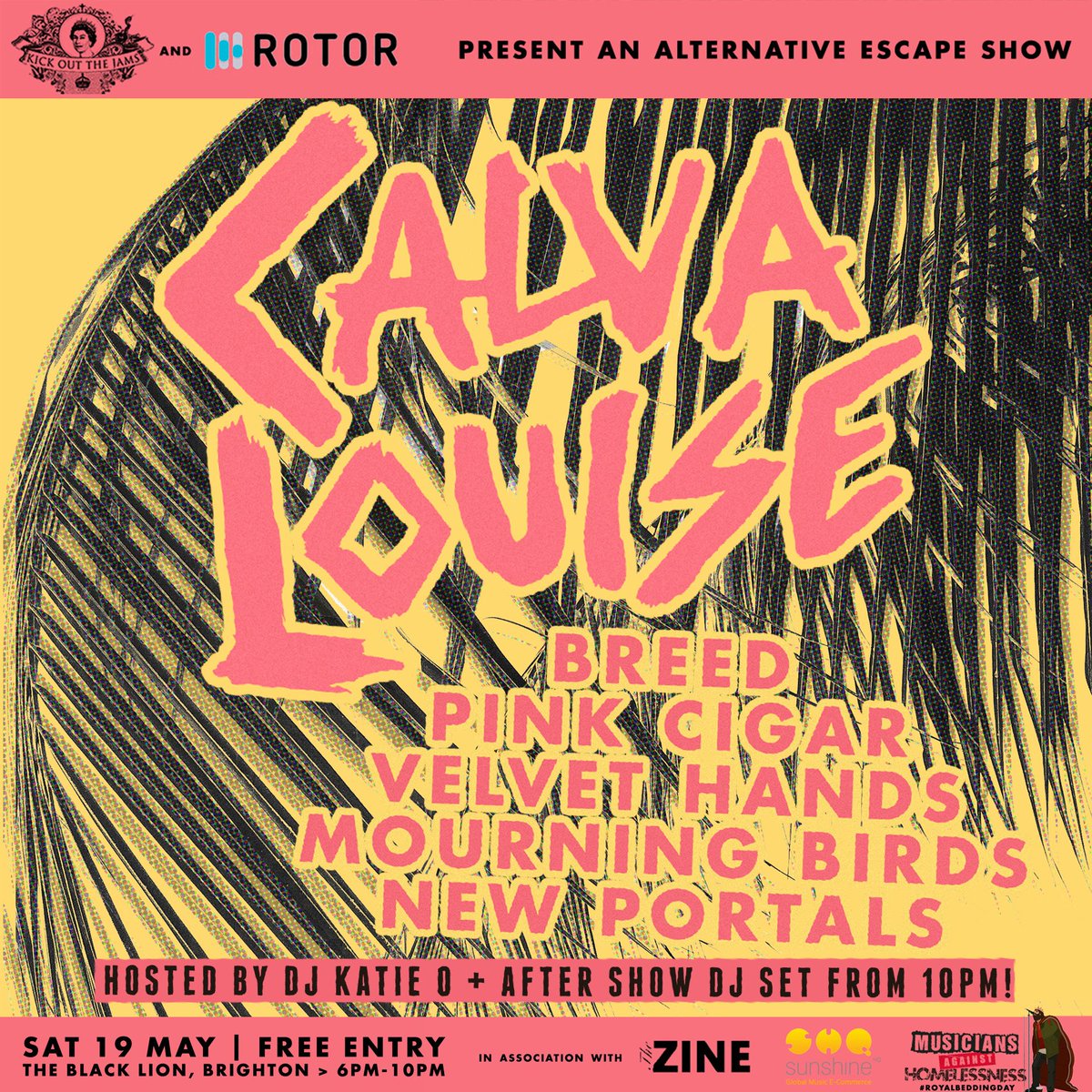 <a href="/WhoisBREED/">BREED</a> <a href="/thegreatescape/">The Great Escape</a> <a href="/MAH_Gigs/">Musicians Against Homelessness - Emma Rule MBE</a> <a href="/calvalouise/">Calva Louise</a> <a href="/WeArePinkCigar/">PINK CIGAR</a> <a href="/MourningBirds/">Mourning Birds</a> <a href="/thevelvethands1/">The Velvet Hands</a> <a href="/NewPortals/">New Portals</a> Do not adjust your sets :)