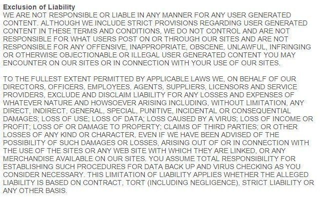 Terms of service agreement have all the charm of pharma commercial disclaimers. See The FR #fintech

buff.ly/2IVAbfA