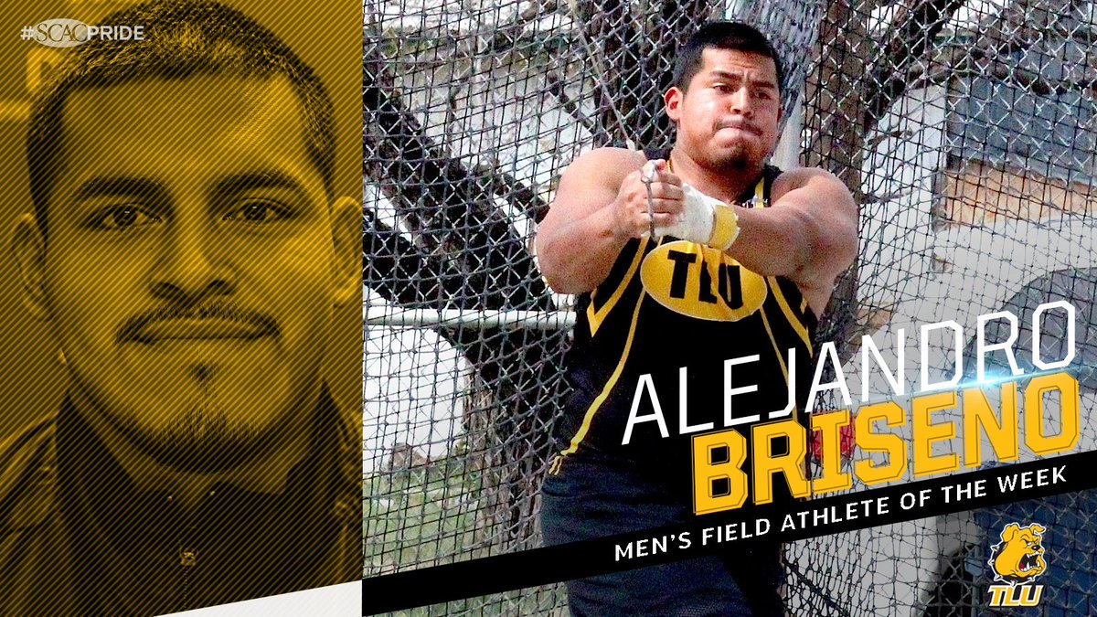 SCAC_Sports's tweet photo. With a toss of 52.15m in the hammer throw last week, setting a new @tluathletics record and leading the league, Alejandro Briseno is the #SCACtf Men's Field Athlete of the Week! https://t.co/EhCjCgu9Y7