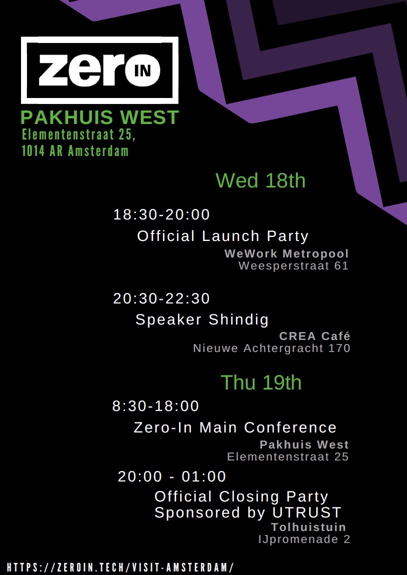 SettleMintCom's tweet photo. Go talk to @els_meyvaert at the launch party tomorrow at @PakhuisWest in #Amsterdam because we're ready to kick off Zero-In Conference and talk about the #opportunities, #challanges & #adoption of #Blockchain #technology! ๐https://t.co/l1Lxrx0WiJ #zeroinconf https://t.co/xTIMa8qqFI