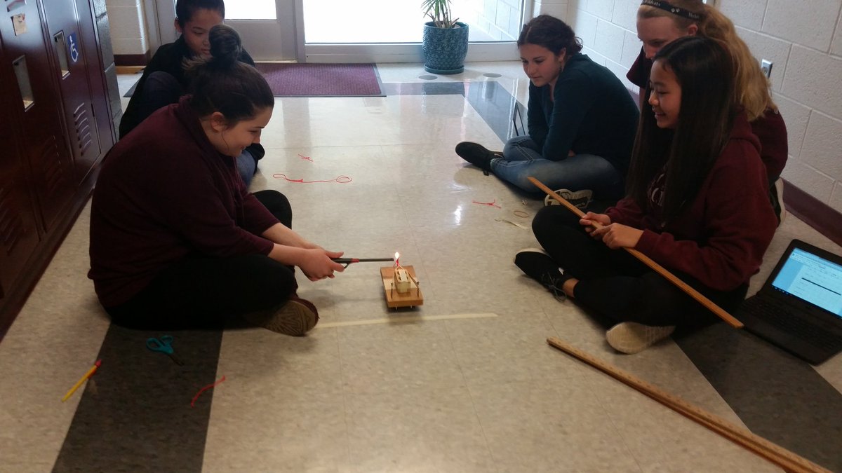 MPetrilloMMS's tweet photo. Students fire blocks to see reaction in Newtons 3rd Law #masdproud https://t.co/sDLuwpJLg9