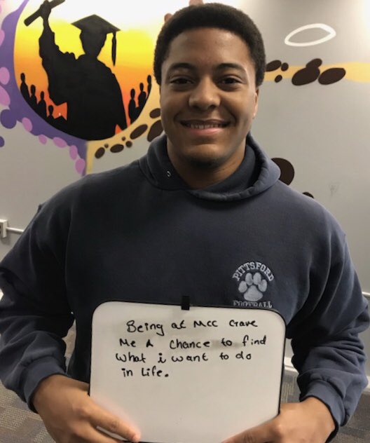 MonroeCC's tweet photo. Q. Why do you believe everyone deserves a shot at a community college education? A. “Being at MCC gave me a chance to find what i want to do in life.” #FreeCommunityCollege #ThisIsMCC #ThisIsCollege https://t.co/wfGKJCs0TD