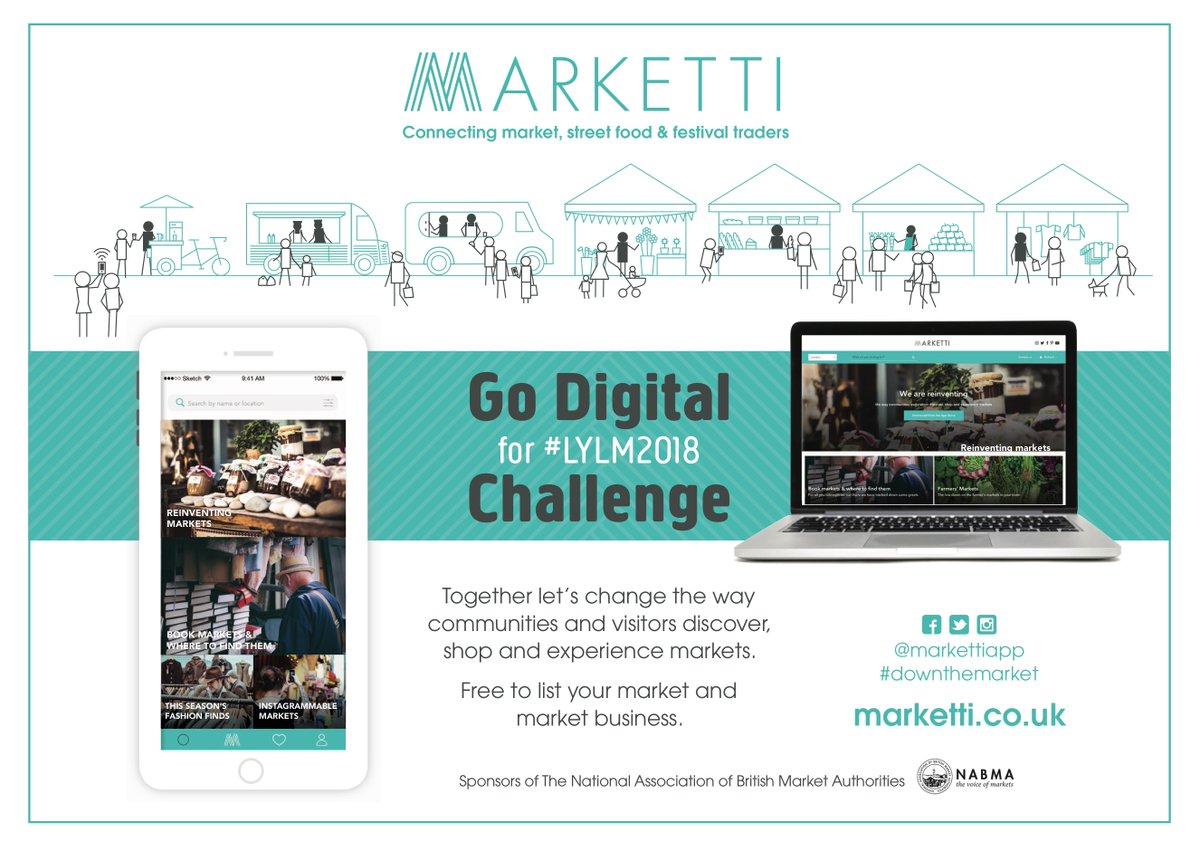 Markettiapp's tweet photo. Stuck for something to do #downthemarket for Love Your Local Market fortnight? Then how about getting involved in our #GoDigitalChallenge and connecting your markets & traders to our national online service https://t.co/lLHqVGafaf It's even free to join! https://t.co/fMXCkqtL6I