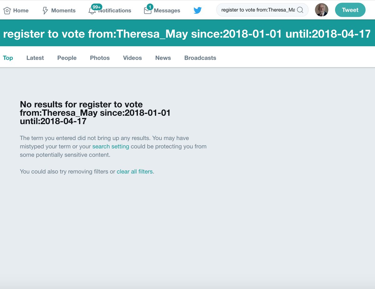 jeremycorbyn's tweet photo. .@Theresa_May hasn't posted anything this year about registering to vote.

The Prime Minister doesn't want you to vote because she has failed our country.

Thursday 3 May is your chance to send her a message.

Register to vote before 11.59pm tonight: https://t.co/qXdulxPFk2 https://t.co/tMgaq7QfRU