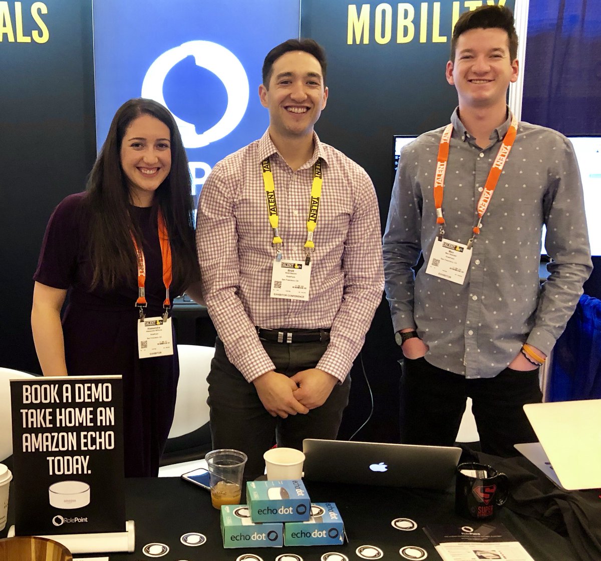 RolePoint's tweet photo. Hello SHRM Talent 2018! We are having fun meeting you all out here in Las Vegas! Don't forget to stop by RolePoint, book a demo, and walk home with an Echo Dot! 😎 #RolePoint SHRM #SHRMTalent #FreeEchos https://t.co/p9xceoIbrd