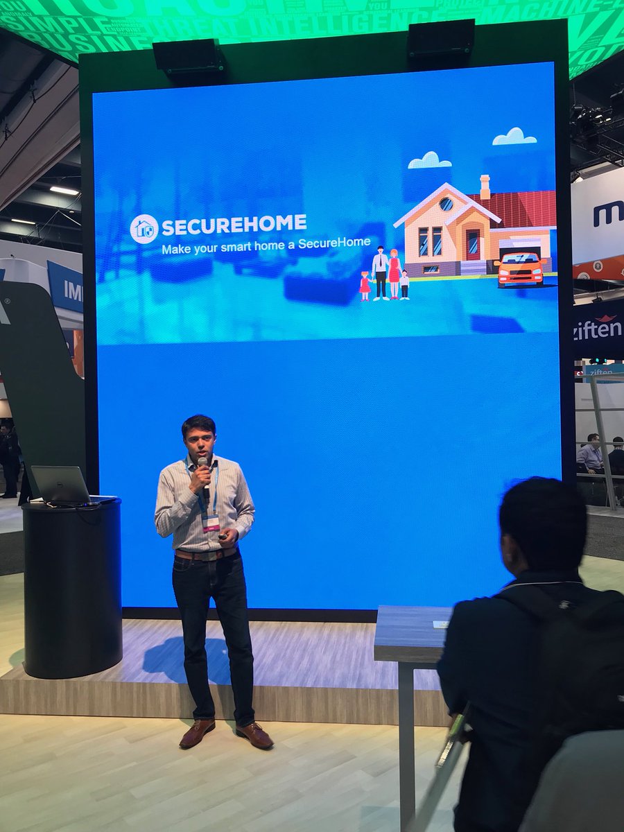MikePottsCEO's tweet photo. Thank you @KChaudry for chatting with the #Webroot booth visitors today about the vulnerabilities of a smart home. #RSAC https://t.co/xbAqXuhl7q