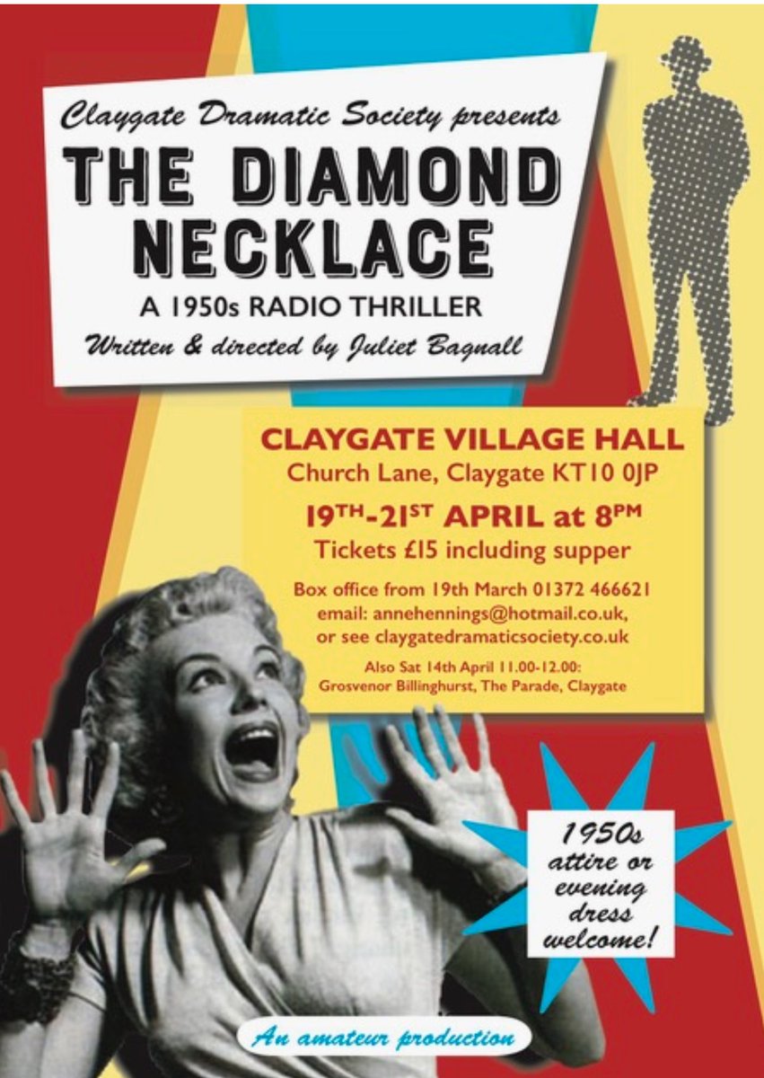 Have you got your tickets?? We are only two days away to finding out whodunnit #claygate #drama #radioplay