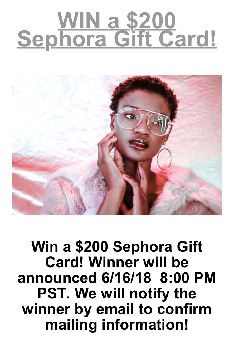HellaFash's tweet photo. Have you entered yet? #HellaFashion GIVEAWAY!! WIN a $200 #SEPHORA GIFT CARD! Enter to win! https://t.co/Y1FQhWuJFf #Fashion #win #fashionista #fashionlove #fashionkilla #fashionweek #fashionwoman #fashionlova #fashionlover #giveaway https://t.co/1MdEUPSvZN
