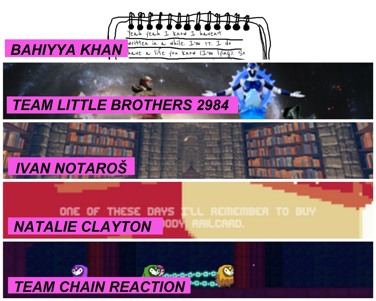 AMazeFest's tweet image. We are thrilled to announce the Humble New Talent Award in collaboration with @humble for the first time at #AMaze2018 - read more about it here: amazestuff.tumblr.com/post/173035925…

The nominees are: @BreakinBahiyya @ScarletCatalie @Nothke Team Chain Reaction and Team Little Brothers 2984