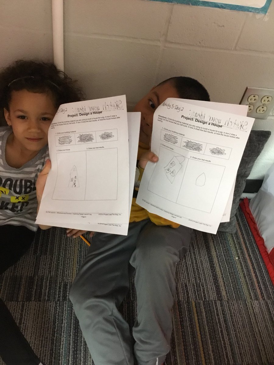 Tenbrink512's tweet photo. @MsMcCurrySH kindergarteners designing their house that can withstand the great wolf’s huffs and puffs! #PLTW @shawanoe https://t.co/6nmIxWvhU2