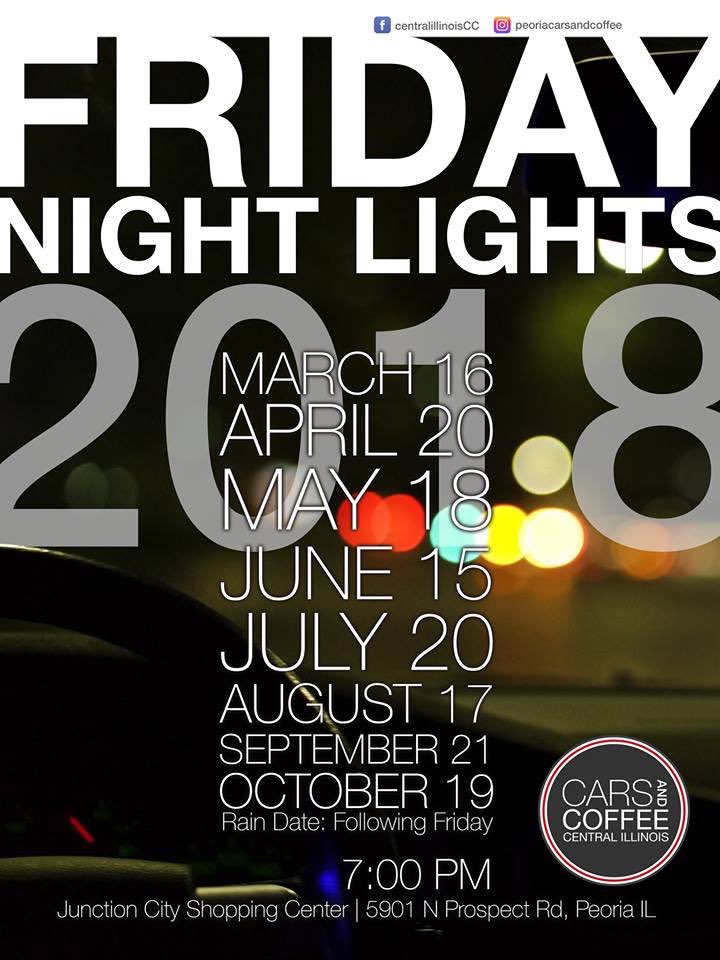 Join us for the kickoff event to "Friday Night Lights". First event takes place Friday, April 20th starting at 7pm. Enjoy hundreds of unique vehicles, outdoor games, food + drinks at one of the many establishments and LIVE music brought to you by Patrick n Swayze from 7-10pm 🚗💡