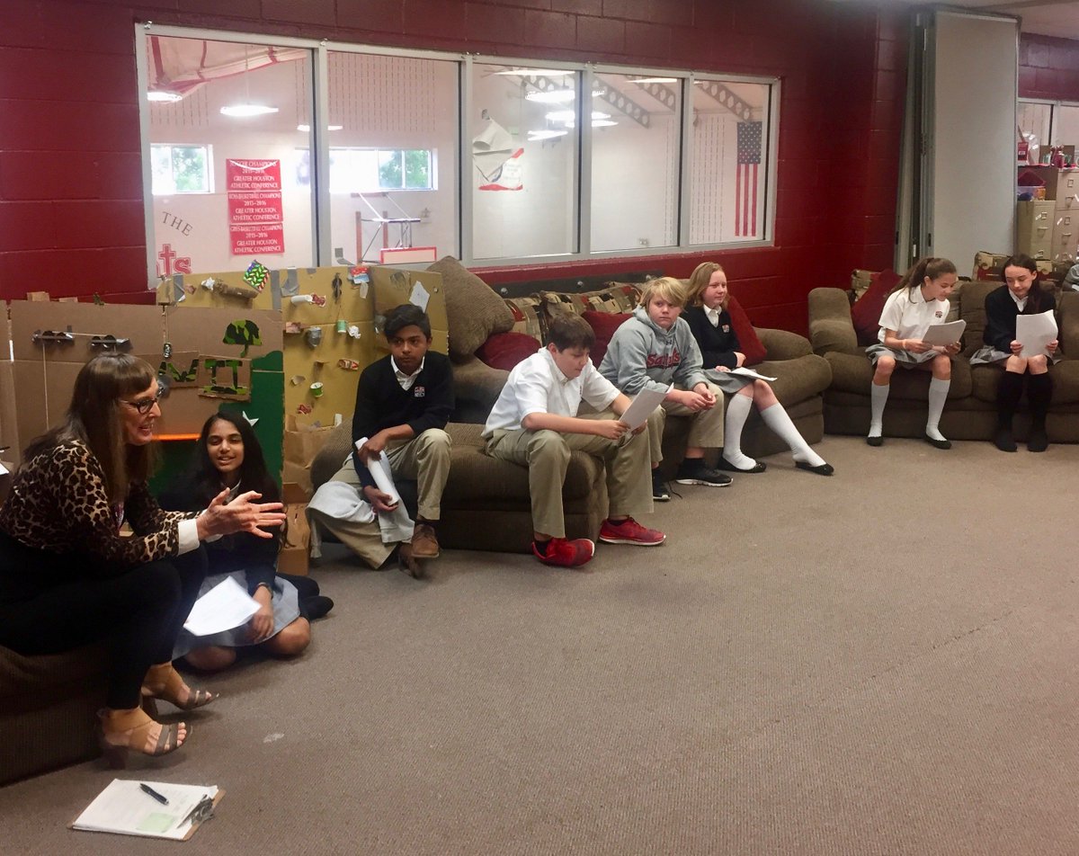 SymondsHSES's tweet photo. Reflection is crucial for learning. After rehearsing their adaptations of Hansel and Gretel, Ms. Jones facilitates a discussion with 6th grade students. @hsessaints #HSES #HSESMiddleSchool https://t.co/xezM6yc55v