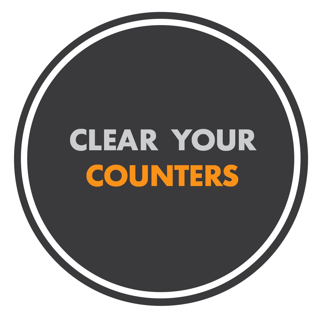 Clear off counter tops in the bathrooms and kitchen. Buyers love that wide-open counter space. 
 #RealEstateTipTuesday