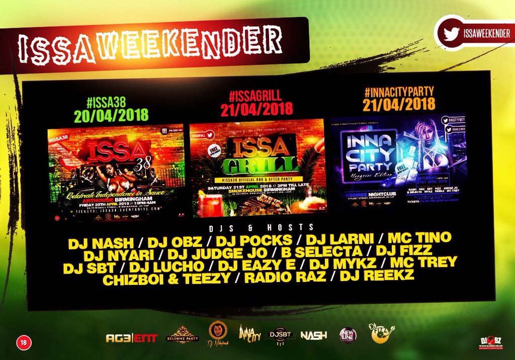 djfizzuk's tweet photo. #IssaWeekender #Issa38 #IssaGrill #InnaCityParty this weekend!! Birmingham shutdown ๐ฏ๐ https://t.co/LfxtrCNOId