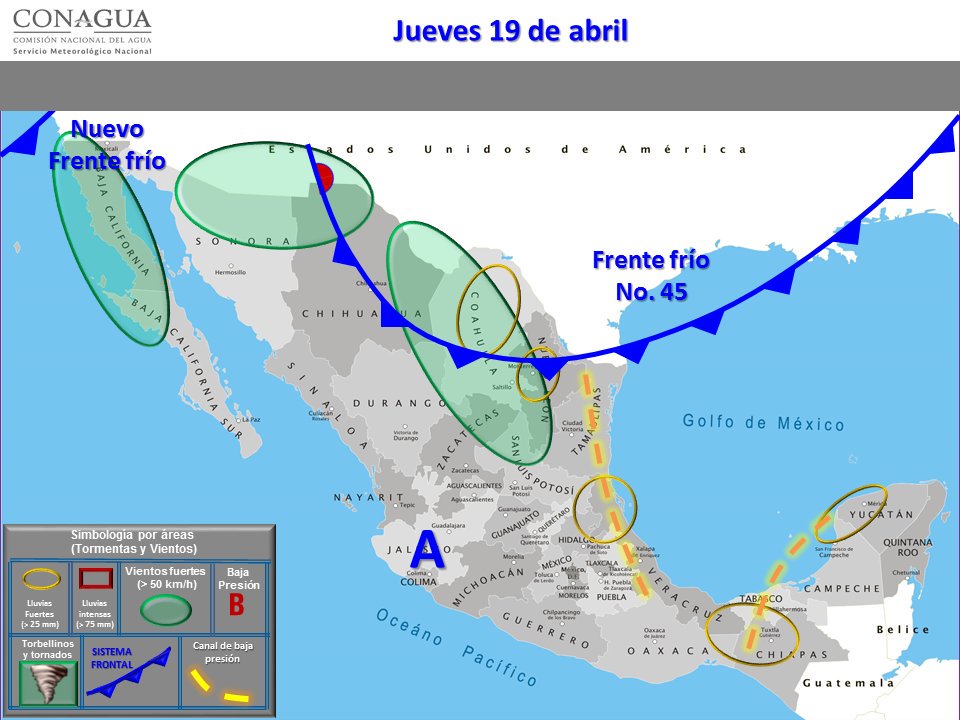 PCcoahuila's tweet photo. Este #Jueves, el sistema frontal No. 45 se localizará sobre #Coahuila, provocando #VientosFuertes además de potencial de tormentas fuertes a muy fuertes en el Estado prevaleciendo los condiciones durante el #Viernes 
https://t.co/D1yJOZrPEw https://t.co/4KAebjor47