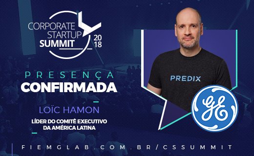 fiemglab's tweet photo. 🗣️ Líder de Transformação Digital da @generalelectric na América Latina e membro do Comitê Executivo da GE Digital na região, Loïc Hamon é presença confirmada no #corporatestartupsummit. Garanta seu ingresso: https://t.co/wBDCvR7jtU
#cssummit18 #cssummit https://t.co/QUzwymV26m