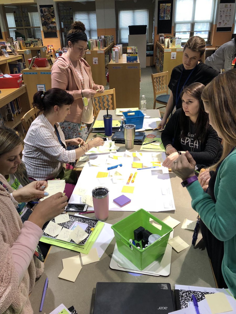 OverlookGrade3's tweet photo. What a wonderful staff we have. Teachers working together to create an affinity map of questioning to advance student thinking. #PrePlannedQuestions #AACPSawesome @OverlookES @AACPS_PK5Math @OverlookMath https://t.co/KIj8VdQfpb