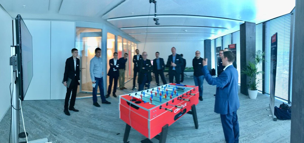 Oracle_CH's tweet photo. Inspiring Opening Event @ Oracle's SMART Innovation Center in Zurich. With innovative demos and lot's of fun. #AnkiCar, #Tablefoot with @kapschnet, #OracleNext, @graalvm and much more @oraclelabs @OracleDevs https://t.co/M9SCtL3v5Q