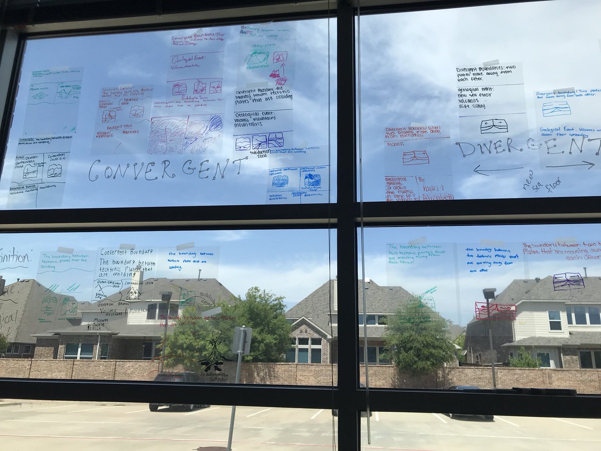 wendystelly's tweet photo. It’s hard to see but 6th grade science students at Vandeventer Middle School are reviewing plate boundaries using the windows & transparency! #vandyvision thank you #sciencetoolkit https://t.co/QMydctqJaH