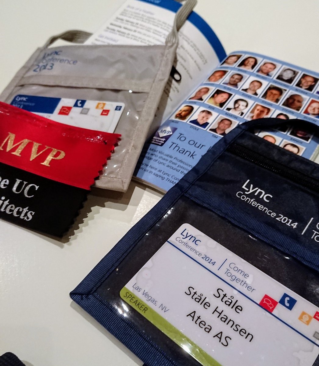 StaleHansen's tweet image. Have some good memories from #lyncconf, found my speaker badge from 2014 and the booklet from 2013 :)