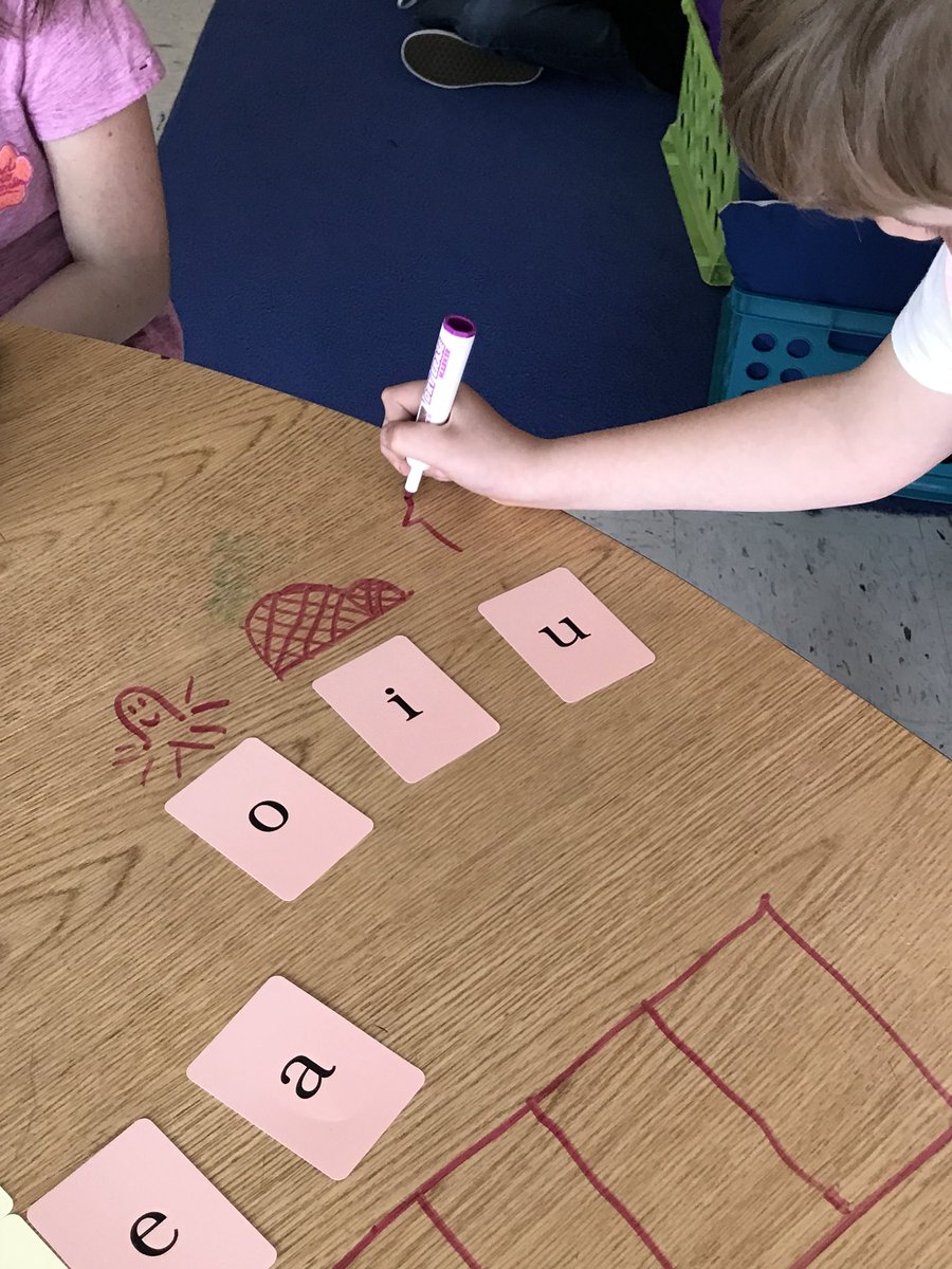 kjhenley5's tweet photo. when a student draws their own pic to remind them of vowel sounds &amp; then ROCKS nonsense word building based on those sounds 🙌🏻!!! Multi-sensory approach to literacy thanks to @rjtegerVB @lisameyers34 @vbcpsopec #componentsofliteracy @ @ginnyom124 @Ivy11904 @LisaPowers1230 https://t.co/1AHbS0x6dU