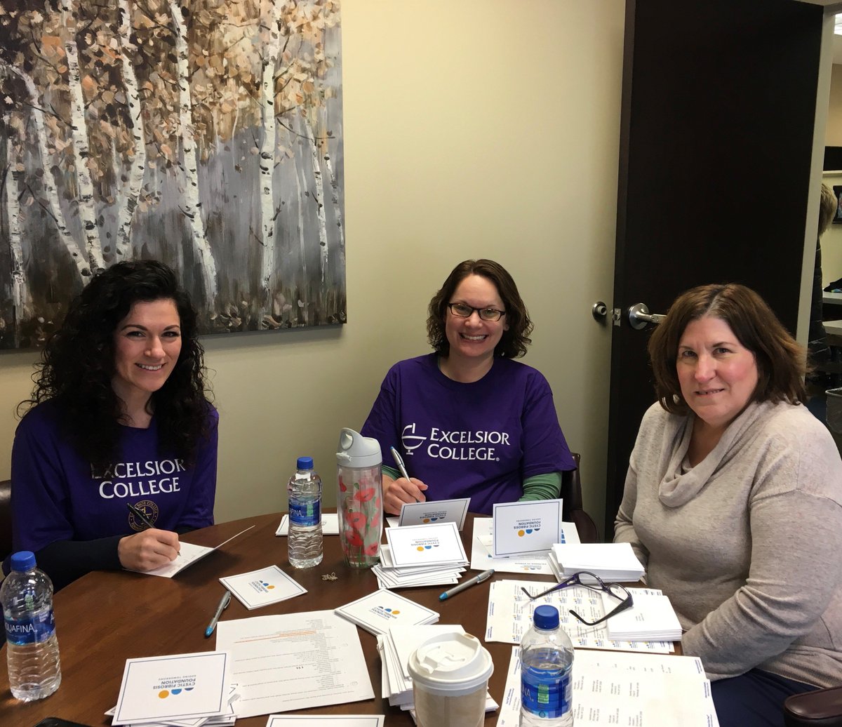 CFF_NENY's tweet photo. Thank you to Ermentia, Rachel and Karen from @ExcelsiorColl for volunteering with us today and helping us prep for Great Strides! #NationalVolunteerWeek https://t.co/JiHtmlH2tm