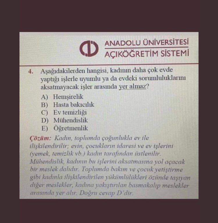 Pes! Soru mu bu?! Ya da "Soru bu mu?!" Mühendis kadınlar evdeki sorumluluklarını aksatıyormuş muş bayanlar baylar!Bir de neymiş kadının evdeki sorumlulukları kategorize edilmiş miş! Kim karar verebilir buna kişinin kendinden başka. Bu ne çeşit bir saçmalık arkadaşım.