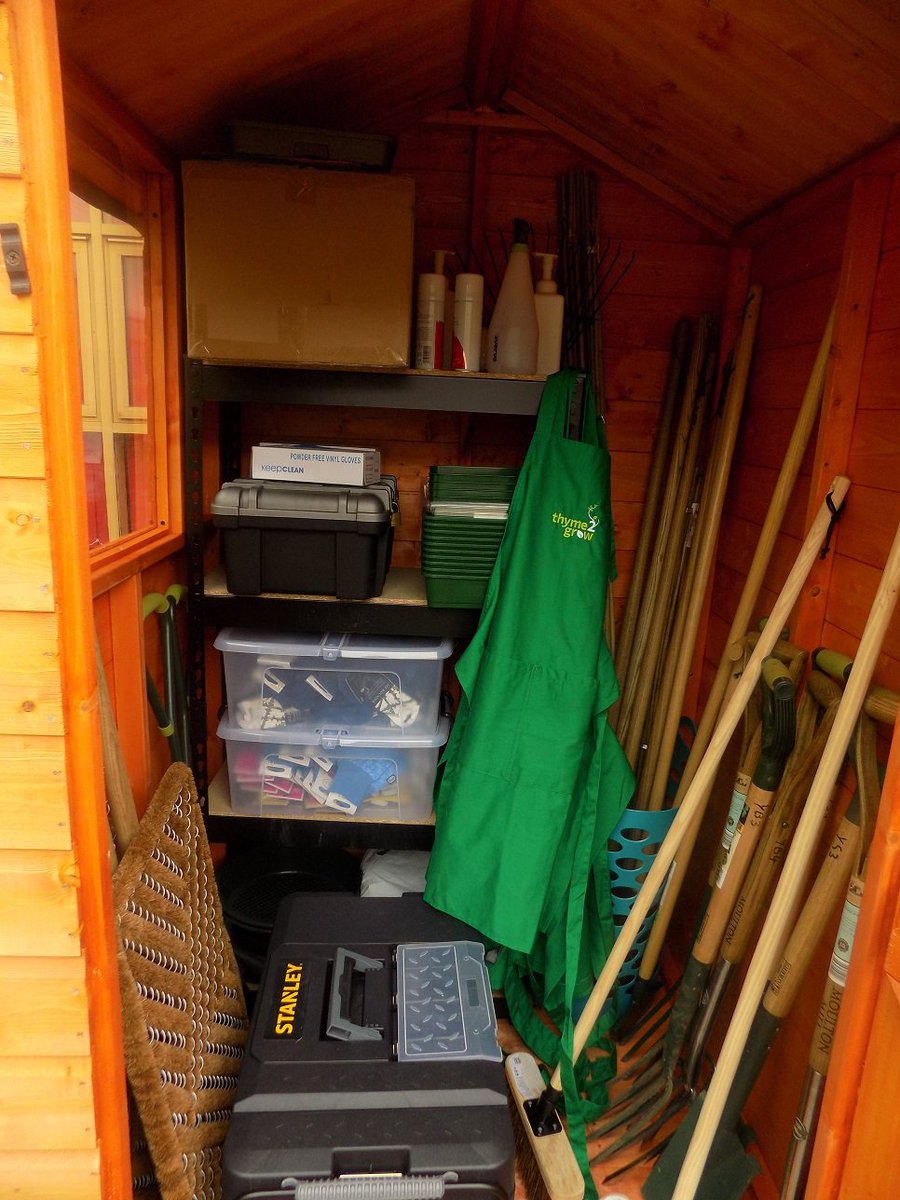 thymeZgrow's tweet photo. The first photos from Yarl's Wood - this is the most organised shed I have ever had! The third session will run on Saturday and our challenge is to clear nettles from a flower bed, ready for planting. https://t.co/v8KLZcUqZO