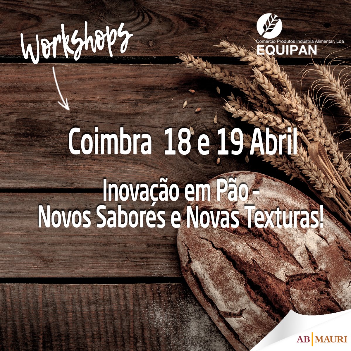 ABMauriPT's tweet photo. Atenção amantes do pão de Coimbra! Juntem-se a nós para saber mais sobre a inovação do pão, novos sabores e texturas. Contamos consigo! 😉 https://t.co/vxKvnO8Wy2